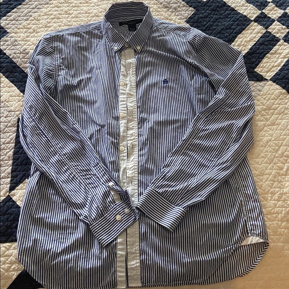 Marc by Marc Jacobs Blue and White Striped Button-Up Shirt - Picture 1 of 3